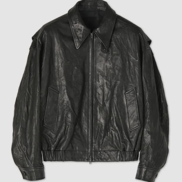 쿠어 램스킨 크리즈 블루종 블랙