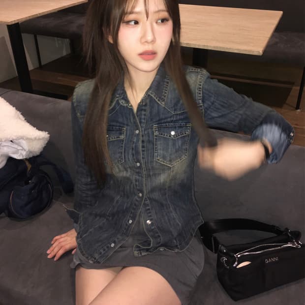아워캐비넷 teen denim shirts