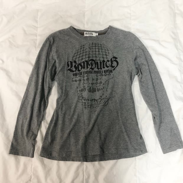 본더치 롱슬리브 긴팔 티셔츠 y2k 해골 von dutch kid 펑크
