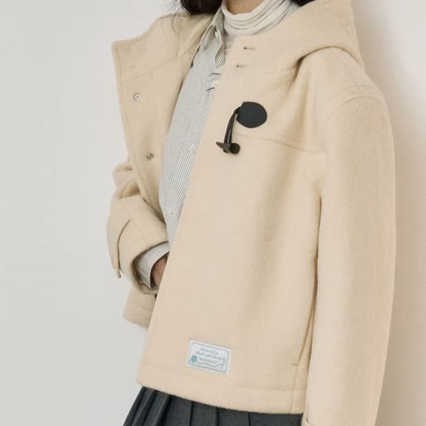 로씨로씨 크롭 후드 울 더플 코트(버터 베이지)