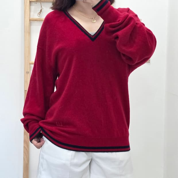 [프립]40"/던힐(dunhill) 100% 캐시미어 V넥 니트