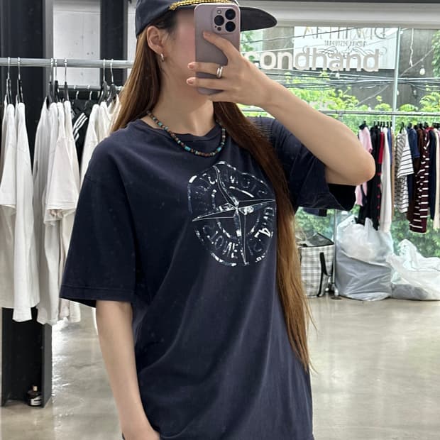 스톤아일랜드 17ss 컴파스로고 네이비 반팔티
