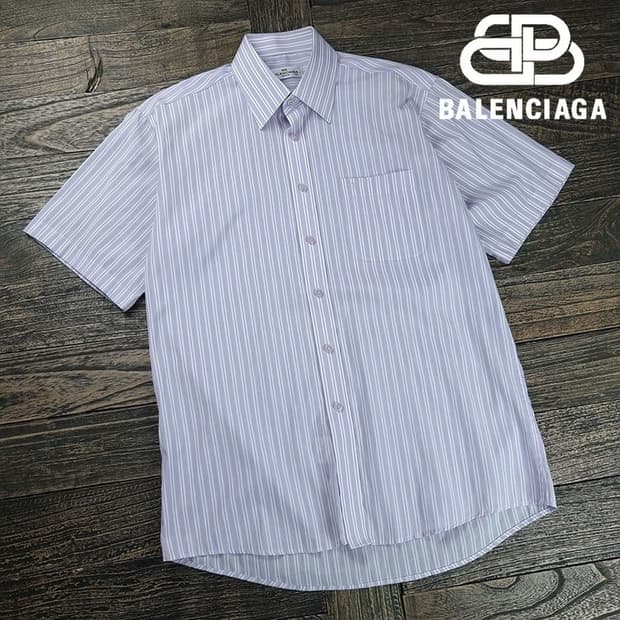 [발렌시아가] 로고 자수 빈티지 스트라이프 반팔 셔츠 P01623