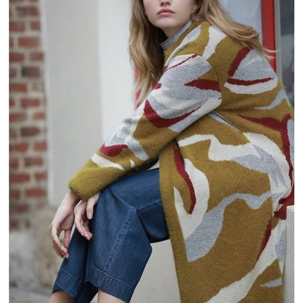 기비 앙고라 믹스 플라워 니트 롱 가디건  85사이즈