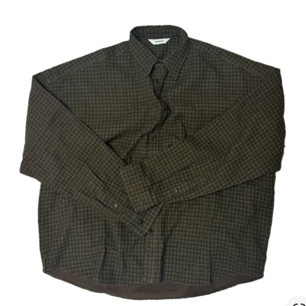 2 논노드 크롭 플렉서블 스트링 체크 셔츠 브라운