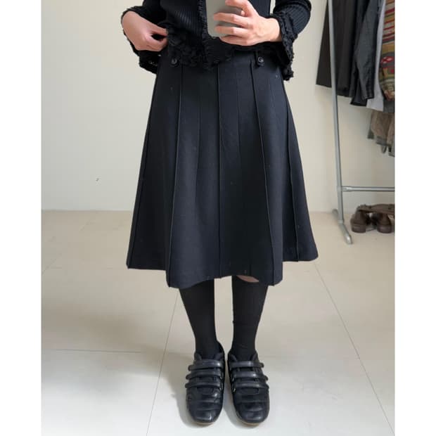 Klein plus 울 미디 스커트