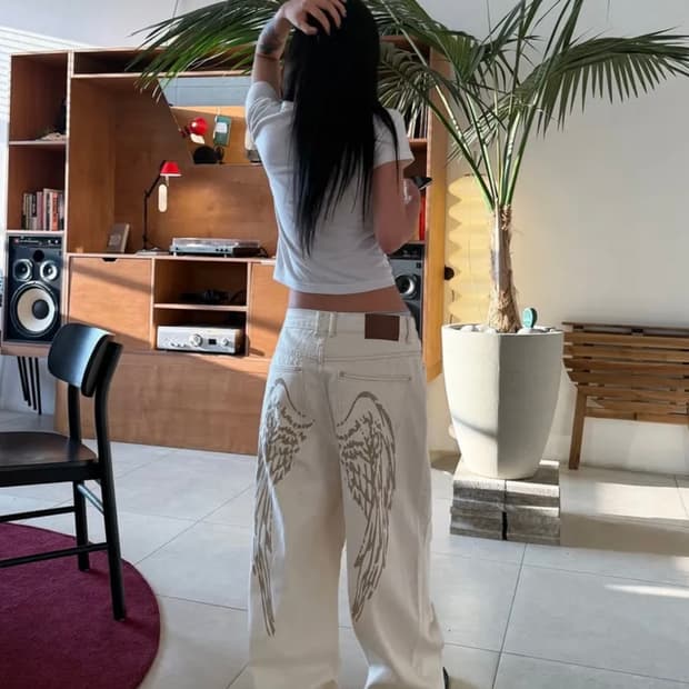 팬시클럽 엔젤 빈티지 워싱 핀턱팬츠 아이보리