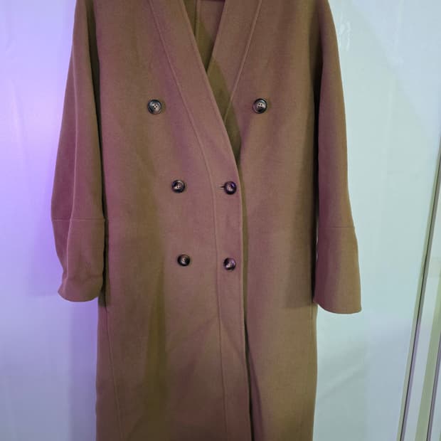 브라운 더블 버튼 롱 코트/총장106/가슴50/S/