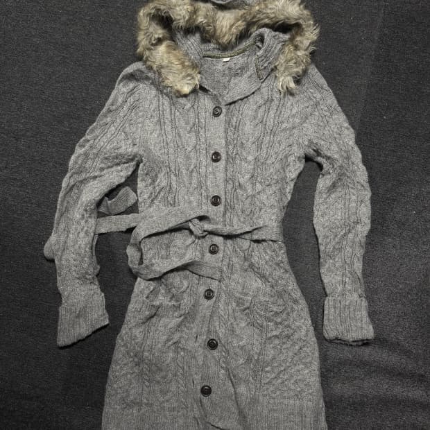 Vintage y2k&Punk Fur hood knit 