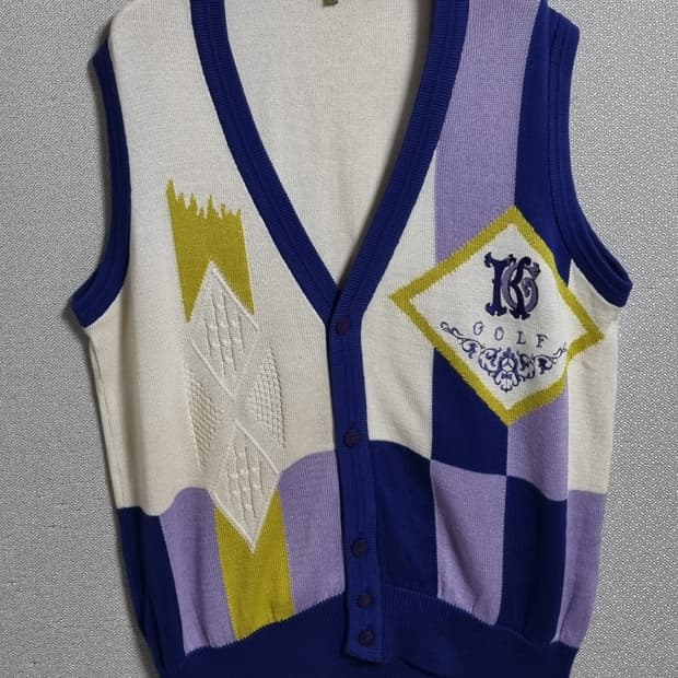 L (100) KENZO 겐조 코튼100% 빈티지 니트 조끼 베스트