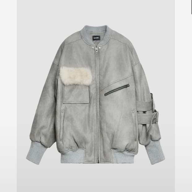 에트오소메 레더 클래식 사이드 벨트 봄버 자켓