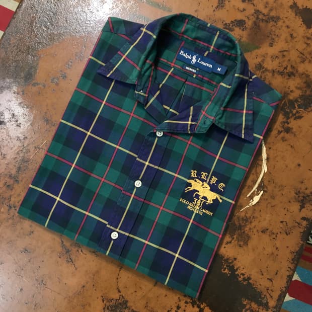 폴로랄프로렌 더블 포니 네이비 그린 타탄 체크 셔츠 남성 102 여성 ㅍ