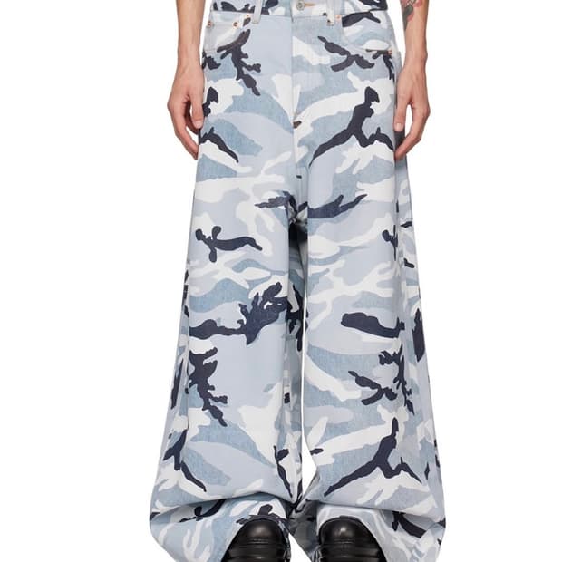 (M) 베트멍 블루 카모 배기 데님 진