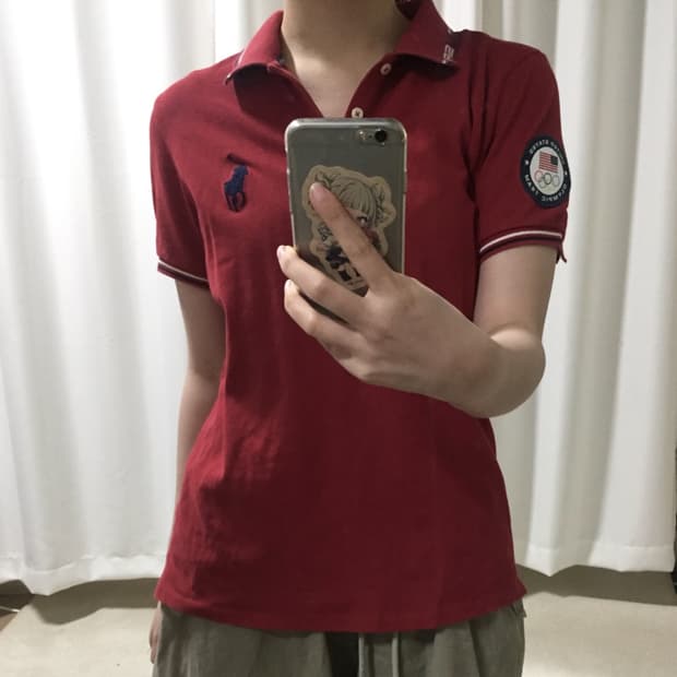 폴로 랄프로렌 레드 USA 올림픽 빅포니 카라 반팔 티