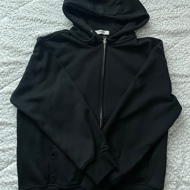 데일리 기모 후드 집업 블랙