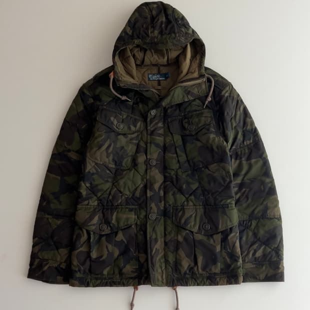 폴로 랄프로렌 카모 퀼팅 후드 자켓 S