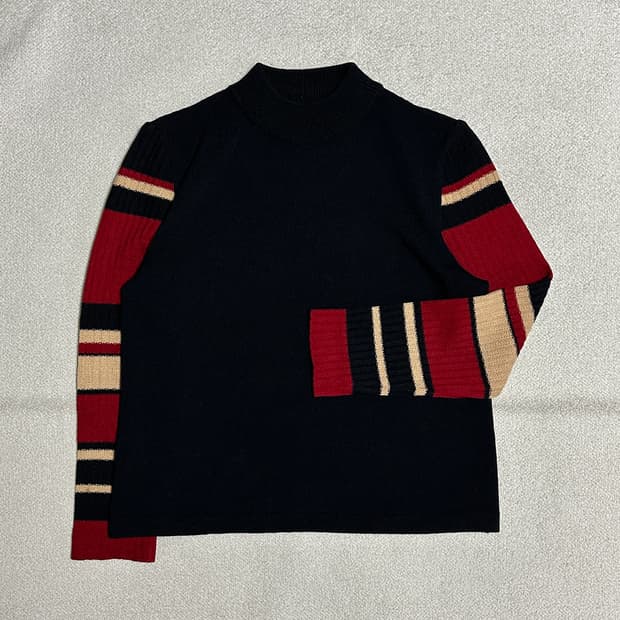 ST.JOHN SPORT 센존 스포츠 스트라이프 모크넥 스웨터