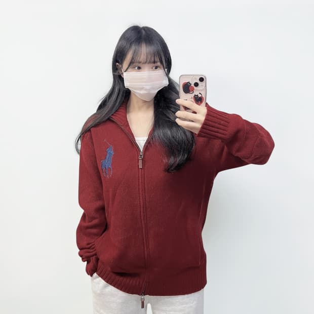 폴로 랄프로렌 빅 포니 니트 집업 레드