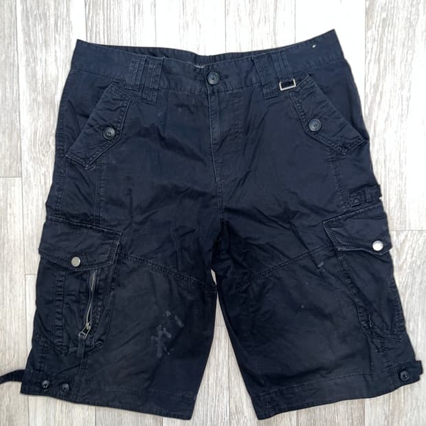 팝걸빈티지 블랙 카고 버뮤다팬츠