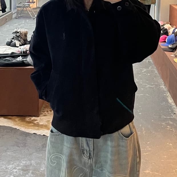 입생로랑 블랙 울 블루종 자켓 H1758