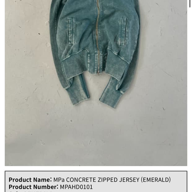 MPa CONCRETE ZIPPED JERSEY (S size)