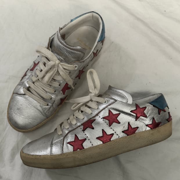 생로랑 SS15 에디슬리먼 실버 스타 스니커즈