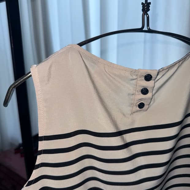 Striped Back-Button Tank Top