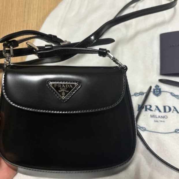 프라다 플랩 클레오 브러쉬드 레더 미니백