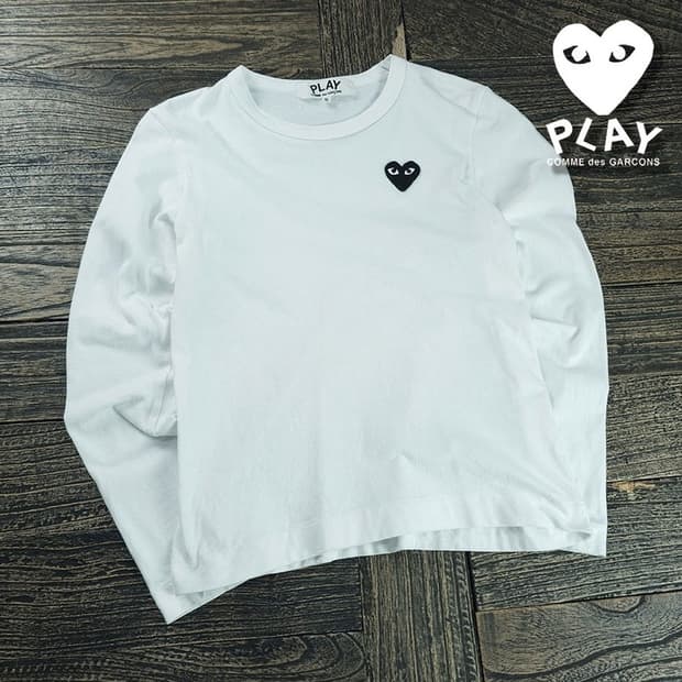 [꼼데가르송 플레이] 블랙 하트 와펜 롱슬리브 긴팔티 P01867
