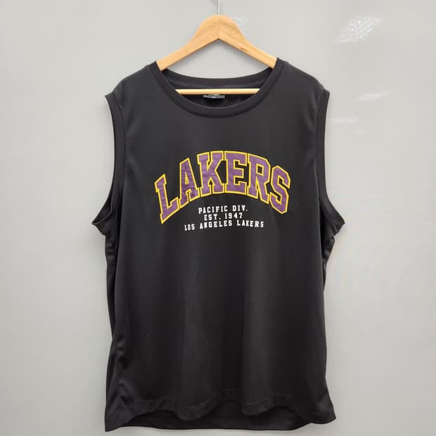 LAL LAKERS 아플리케 메쉬 슬리브리스