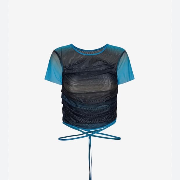 커네밀크 KERNEMILK 워랩 블라우스 탑 티셔츠 블루 2 새상품