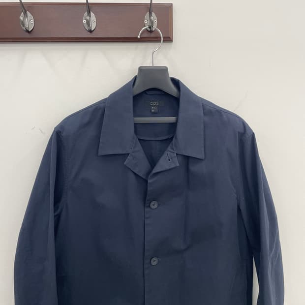 코스 네이비 오가닉 코튼 버튼업 베이직 자켓