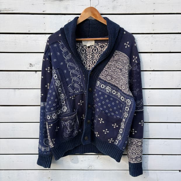 Polo 폴로 데님앤서플라이 페이즐리 패치워크 니트 가디건