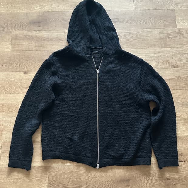 해칭룸 모헤어 니트 후드집업 블랙 3사이즈