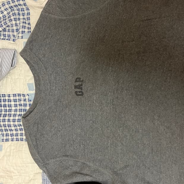 (XL) GAP 갭 와플 롱슬리브 와플티 그레이