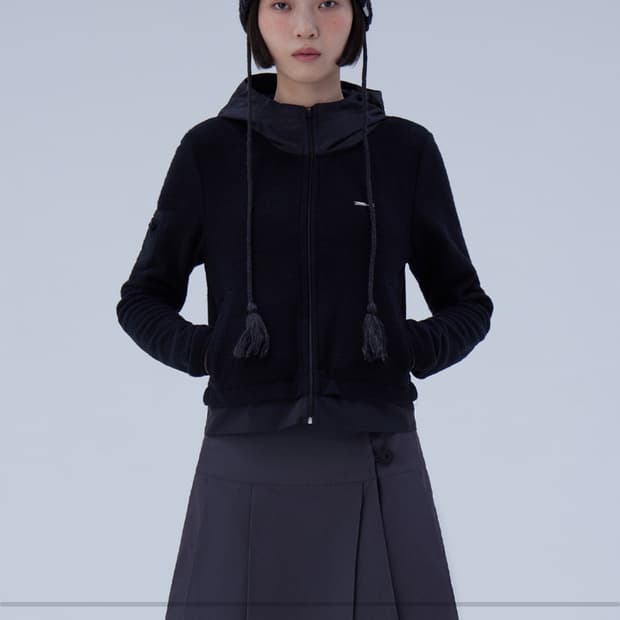 미세키서울 플리스 집업 후디 블랙