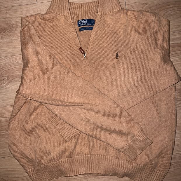 폴로 반집업 니트 베이지