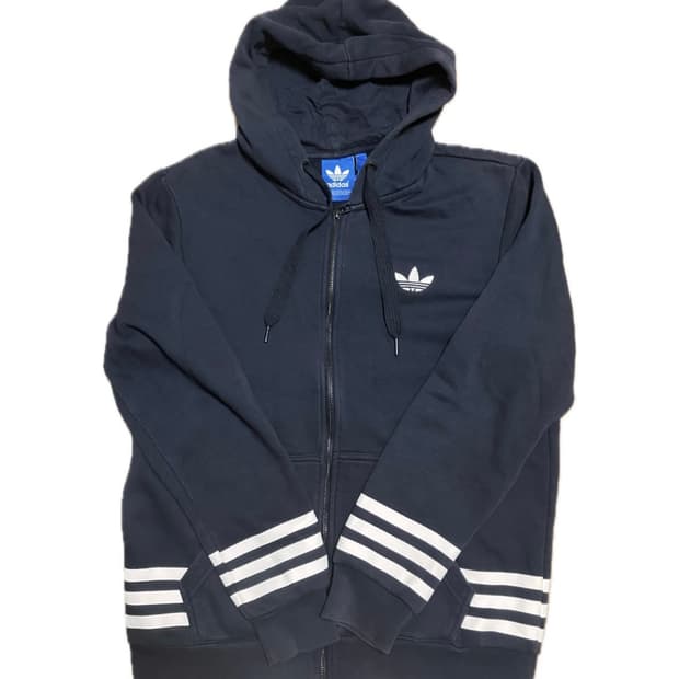 아디다스 올드스쿨 자수 네이비 후드 집업
