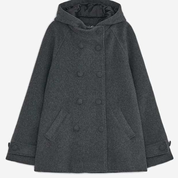 허그유어스킨 후드 더플 코트 (차콜)