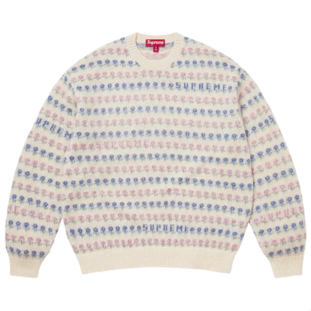 [M] 슈프림 플라워 메탈릭 스웨터 아이보리 니트
