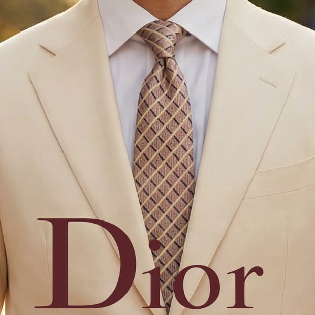 크리스찬 디올 넥타이 체크 스트라이프 패턴 9.3cm A등급 A19856
