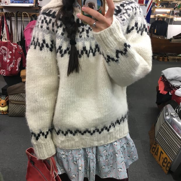 빈티지 세일러 카라 헤비 니트 