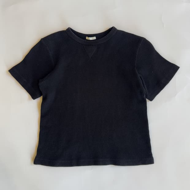 BLACK WAFFLE HALF SLEEVE T SHIRT