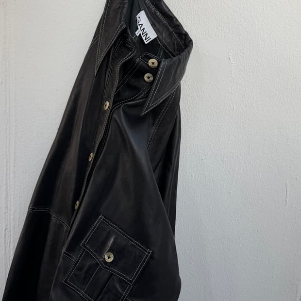 가니 오버사이즈 레더 셔츠 