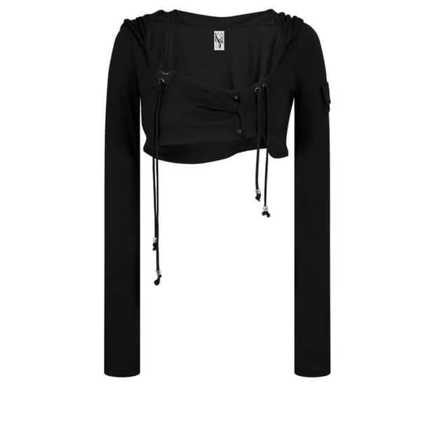Hooded Bolero Cardigan Black