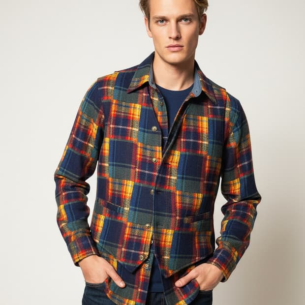 USPA 90's 빈티지 체크셔츠 자켓+ 퀼팅 베스트 조끼 95~100