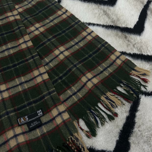 닥스 캐시미어 혼방 체크 머플러/카키