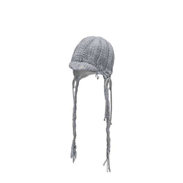오호스 BRAIDED EARFLAP BEANIE-GREY