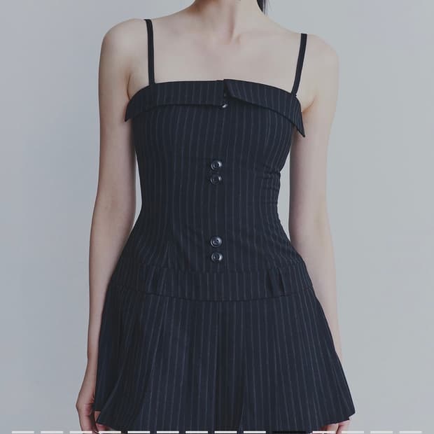 페인오어플레져 페오플 하트탑 드레스 블랙