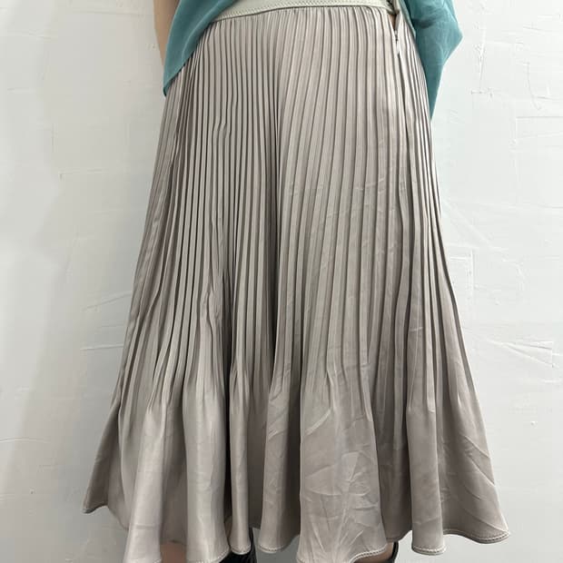 anayi glossy pleats midi skirt